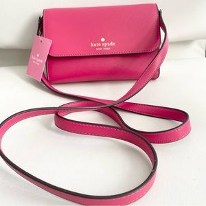 KATE SPADE Brynn Saffiano crossbody bag small in Pink Ruby 🎀💘Barbiecore💗